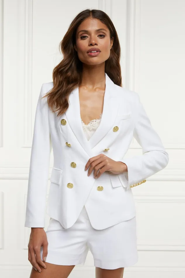 Holland Cooper Knightsbridge Blazer Oyster Linen Women Tailoring