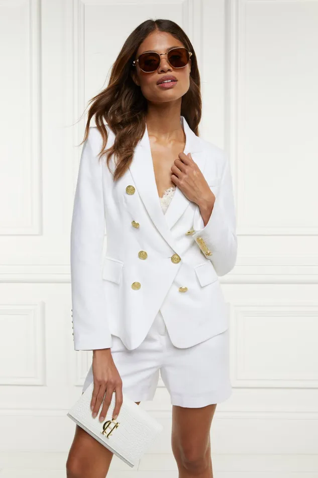 Holland Cooper Knightsbridge Blazer Oyster Linen Women Tailoring