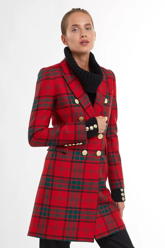 Holland Cooper Knightsbridge Coat Red Tartan Women Tailoring