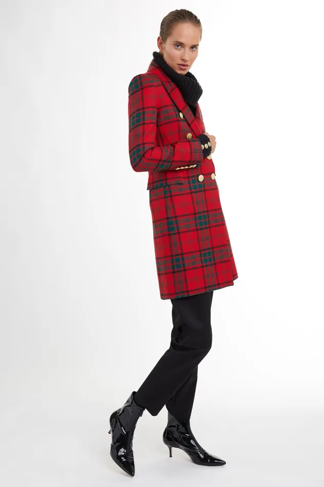 Holland Cooper Knightsbridge Coat Red Tartan Women Tailoring