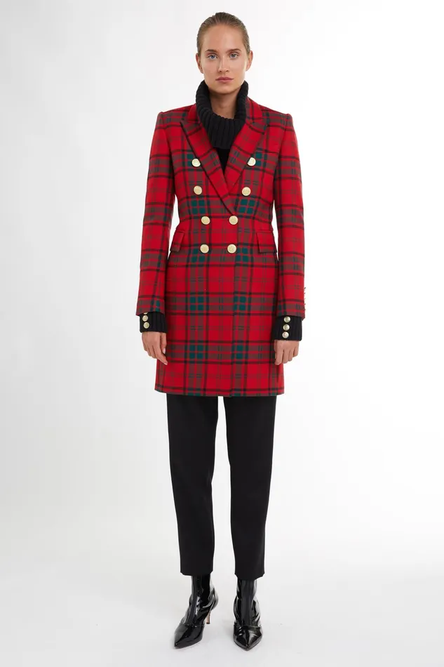 Holland Cooper Knightsbridge Coat Red Tartan Women Tailoring