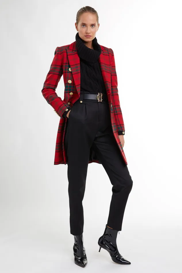 Holland Cooper Knightsbridge Coat Red Tartan Women Tailoring