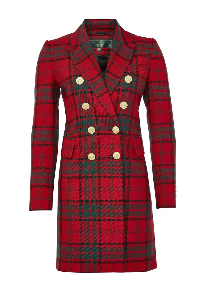 Holland Cooper Knightsbridge Coat Red Tartan Women Tailoring