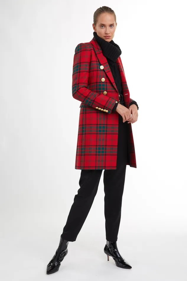Holland Cooper Knightsbridge Coat Red Tartan Women Tailoring