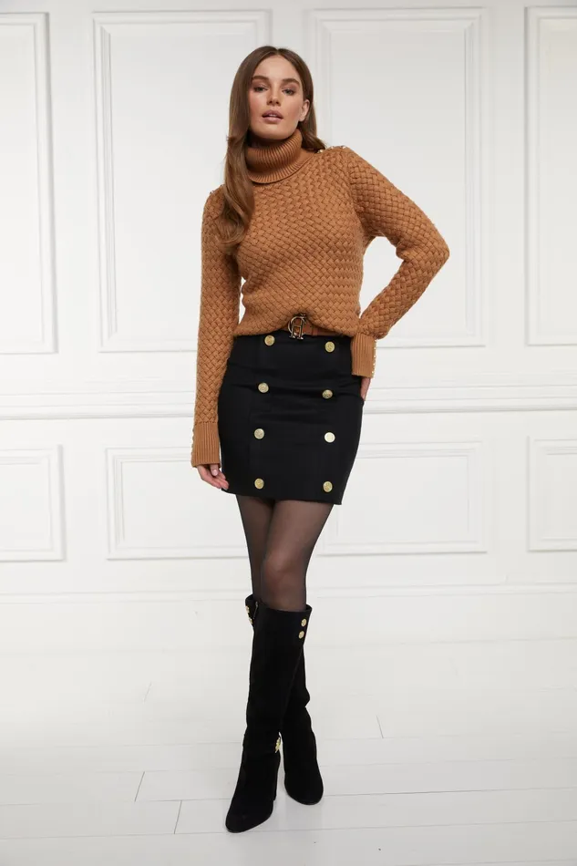 Holland Cooper Knightsbridge Skirt Soft Black Tan Women Tailoring Holland Cooper Knightsbridge Skirt Soft Black Tan Women Tailoring