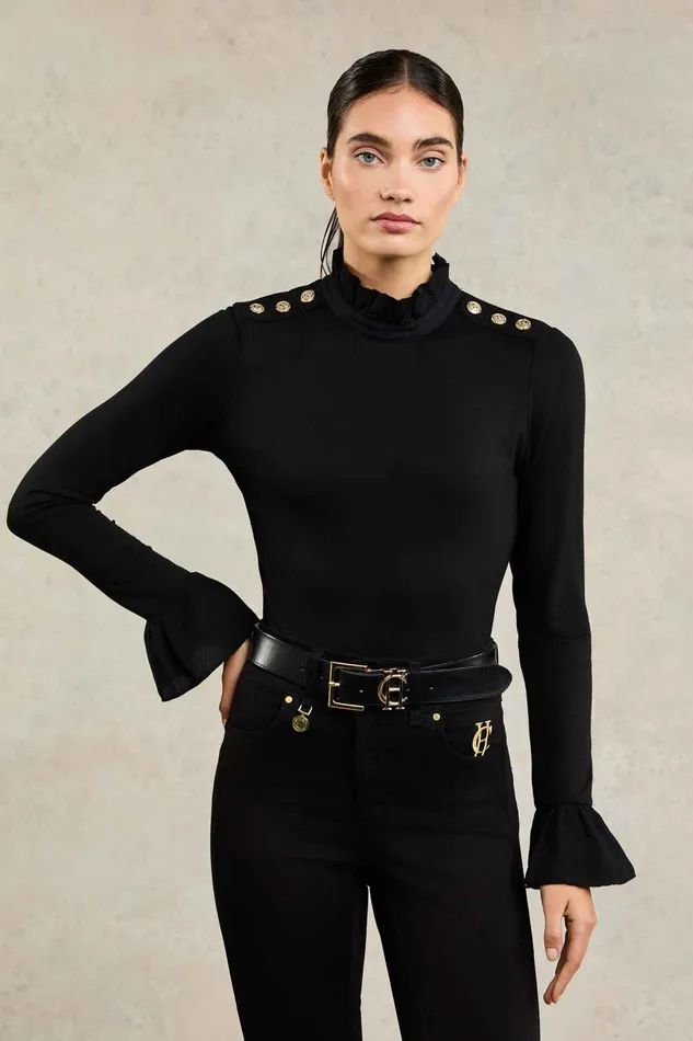 Holland Cooper Lilibet Jersey Tee Black Women Tops