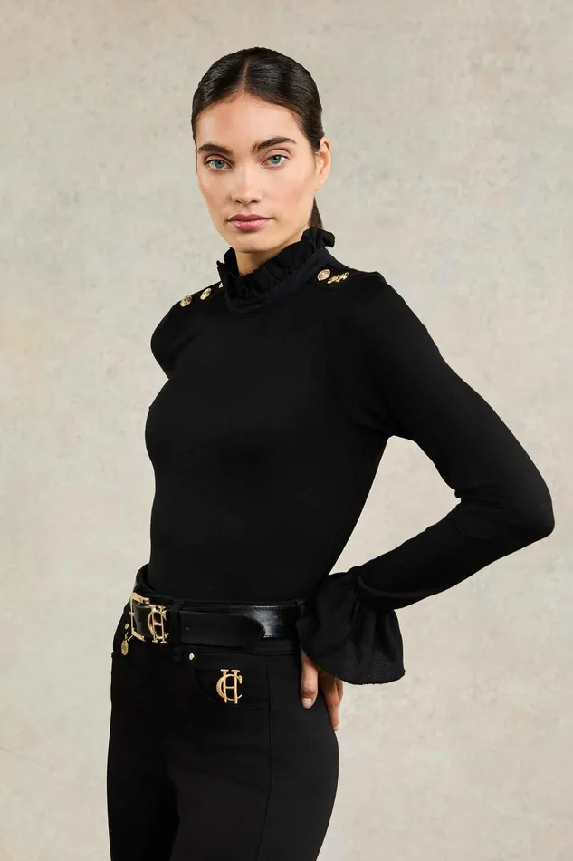 Holland Cooper Lilibet Jersey Tee Black Women Tops
