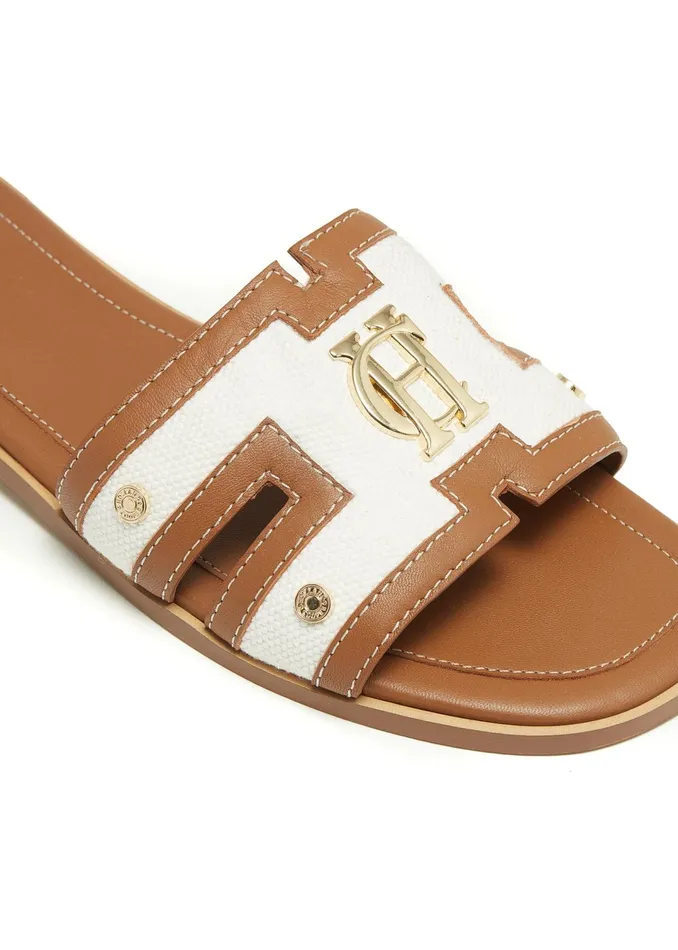 Holland Cooper Monogram Slides Tan Canvas Women Sandals and Slides Holland Cooper Monogram Slides Tan Canvas Women Sandals and Slides