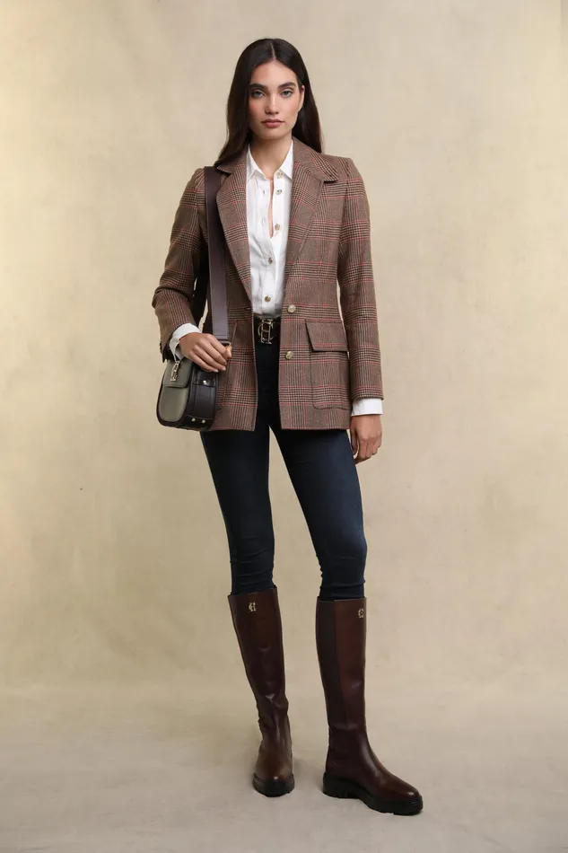 Holland Cooper Paddington Blazer Clarence Check Merlot Women Blazers Holland Cooper Paddington Blazer Clarence Check Merlot Women Blazers