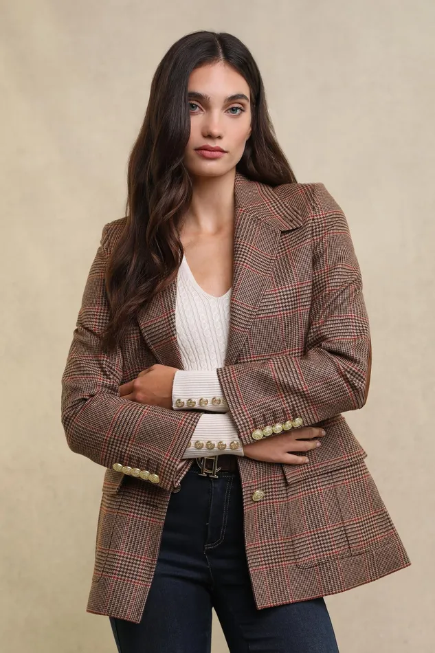 Holland Cooper Paddington Blazer Clarence Check Merlot Women Blazers Holland Cooper Paddington Blazer Clarence Check Merlot Women Blazers