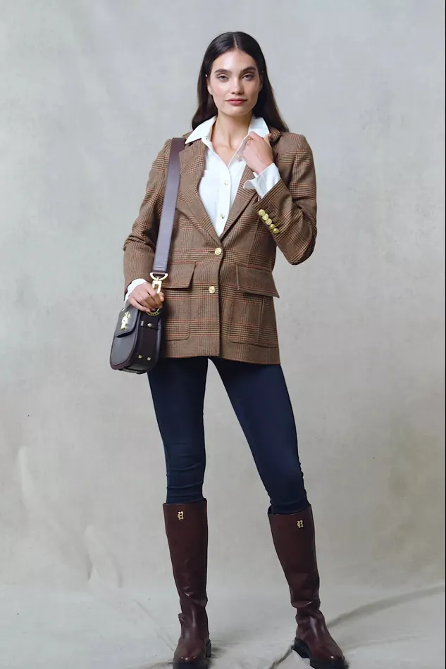Holland Cooper Paddington Blazer Clarence Check Merlot Women Blazers Holland Cooper Paddington Blazer Clarence Check Merlot Women Blazers