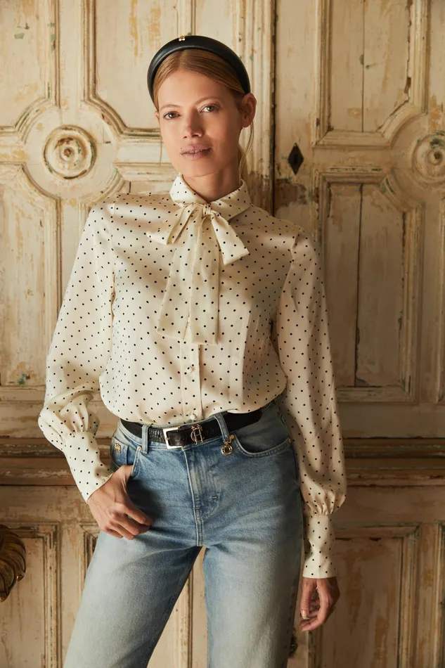 Holland Cooper Penny Satin Shirt Women Shirts and Blouses