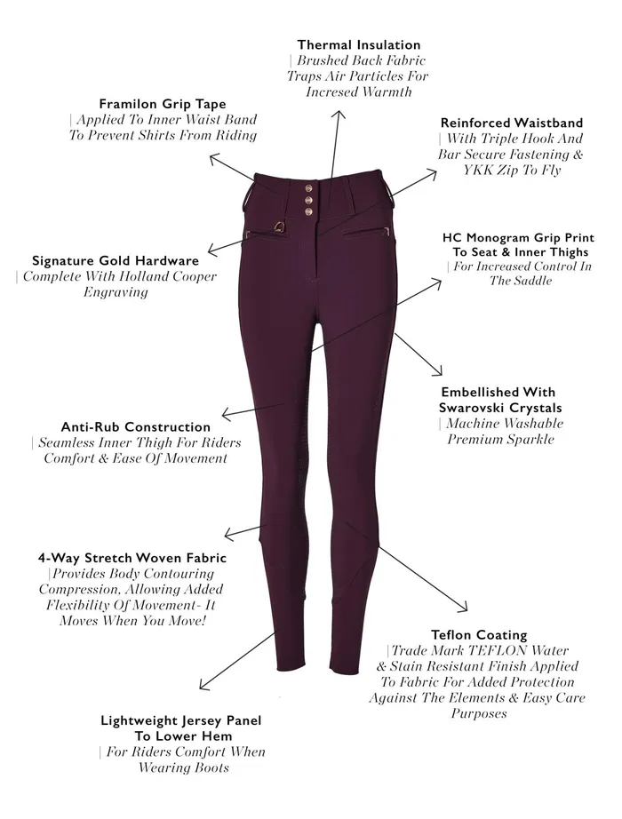 Holland Cooper Premium High Rise Breeches Aubergine Women Breeches