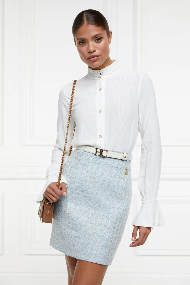 Holland Cooper Regency Skirt Sky Blue Boucle Women Tailoring