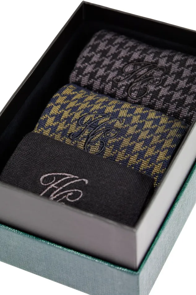 Holland Cooper S Sock Gift Box Charcoal Houndstooth Men Socks Holland Cooper S Sock Gift Box Charcoal Houndstooth Men Socks