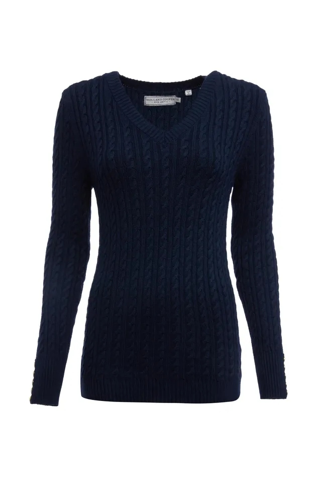 Holland Cooper Seattle VNeck Knit Ink Navy Women Knitwear Holland Cooper Seattle VNeck Knit Ink Navy Women Knitwear