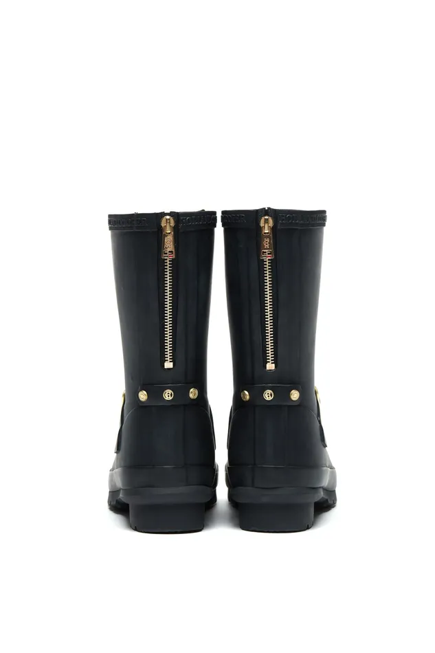 Holland Cooper Sherpa Lined Chelsea Wellington Matte Black Women Wellington Boots
