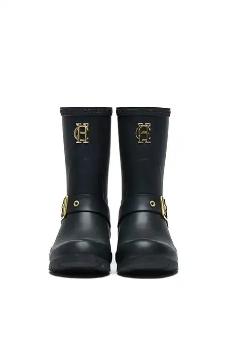 Holland Cooper Sherpa Lined Chelsea Wellington Matte Black Women Wellington Boots