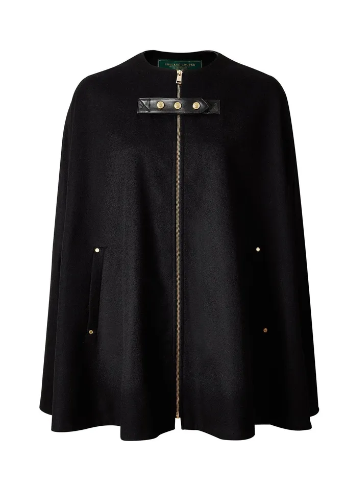 Holland Cooper Slim Cape Soft Black Women Capes Holland Cooper Slim Cape Soft Black Women Capes