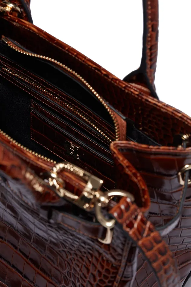 Holland Cooper The Brompton Mini Tote Tan Croc Women Bags