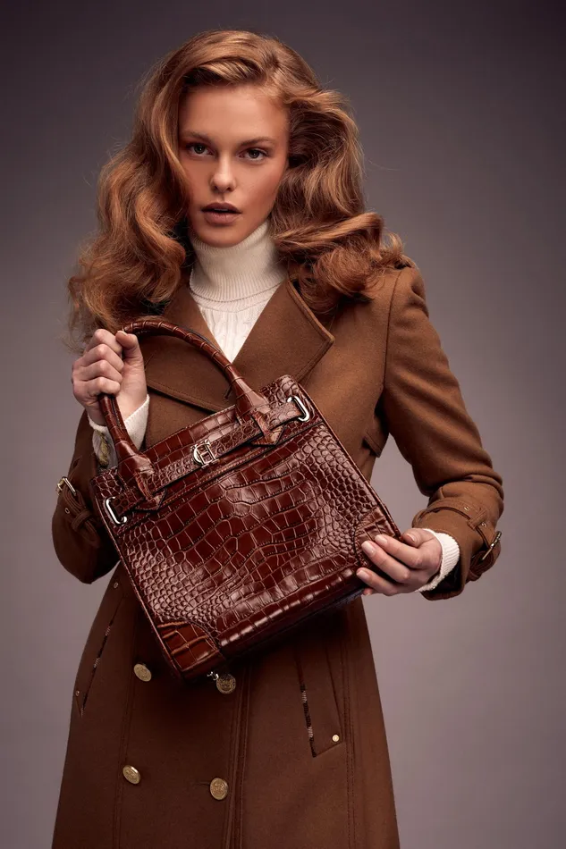 Holland Cooper The Brompton Mini Tote Tan Croc Women Bags