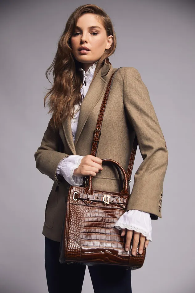 Holland Cooper The Brompton Mini Tote Tan Croc Women Bags