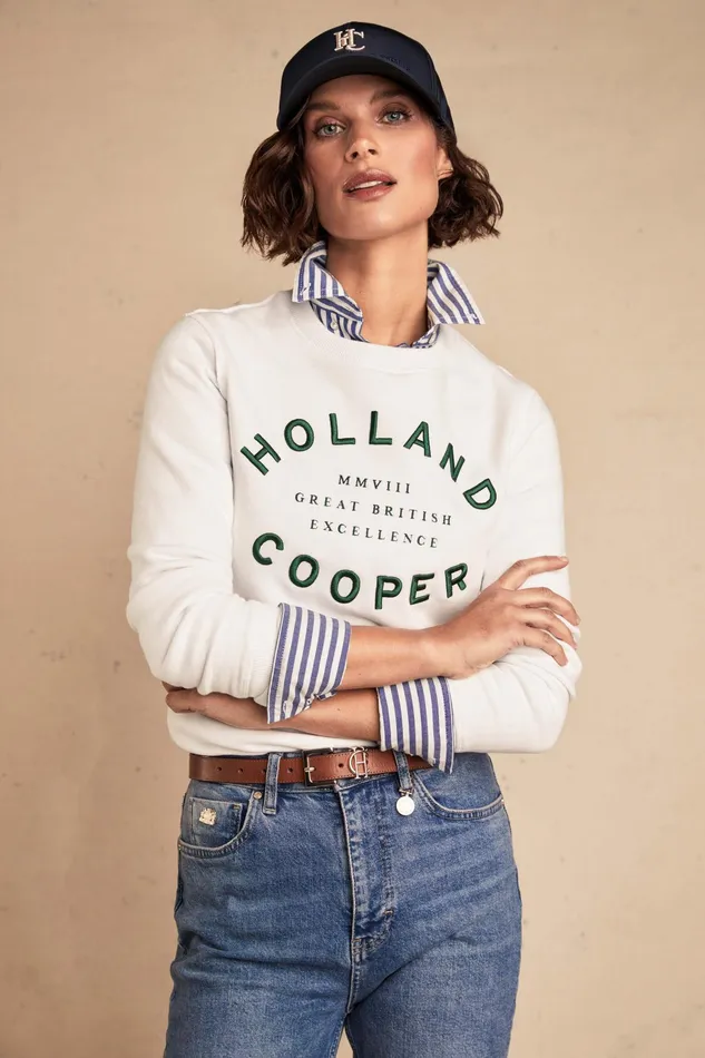 Holland Cooper Varsity Crew White Women Sweatshirts