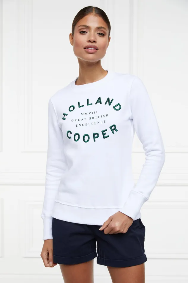 Holland Cooper Varsity Crew White Women Sweatshirts Holland Cooper Varsity Crew White Women Sweatshirts