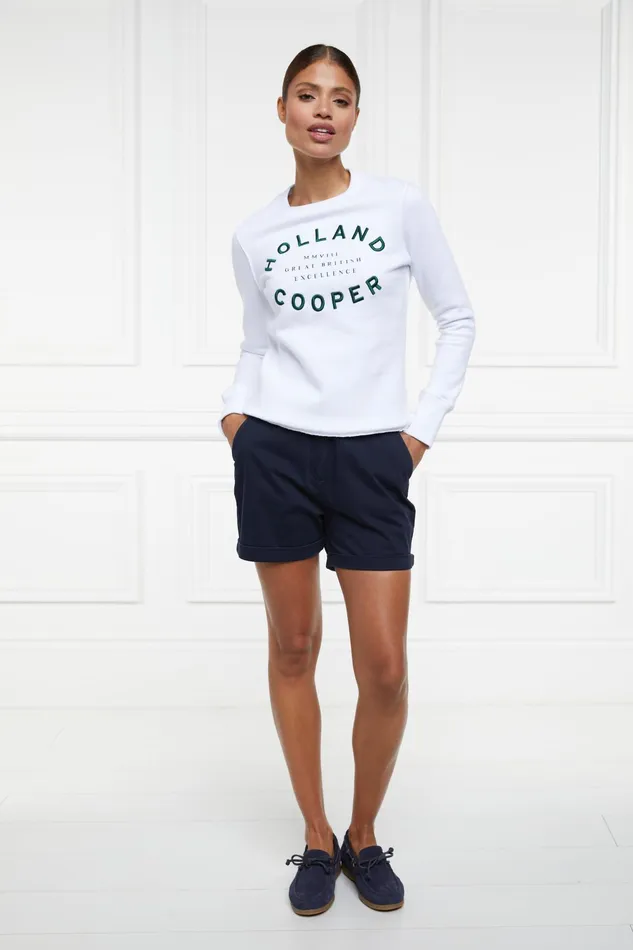 Holland Cooper Varsity Crew White Women Sweatshirts Holland Cooper Varsity Crew White Women Sweatshirts