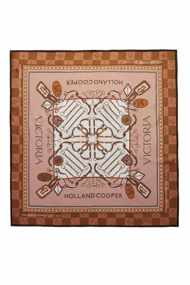 Holland Cooper Victoria Silk Scarf Camel Women Scarves