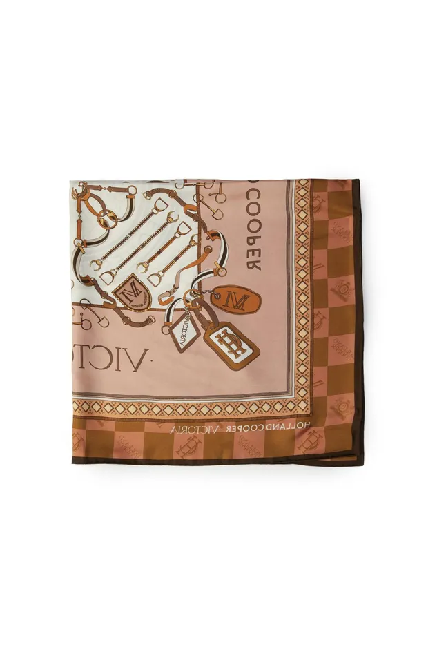 Holland Cooper Victoria Silk Scarf Camel Women Scarves
