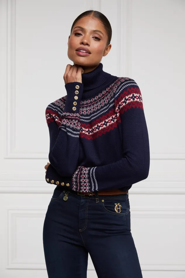 Holland Cooper Whistler Roll Neck Knit Ink Navy Women Knitwear