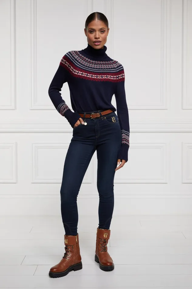 Holland Cooper Whistler Roll Neck Knit Ink Navy Women Knitwear Holland Cooper Whistler Roll Neck Knit Ink Navy Women Knitwear