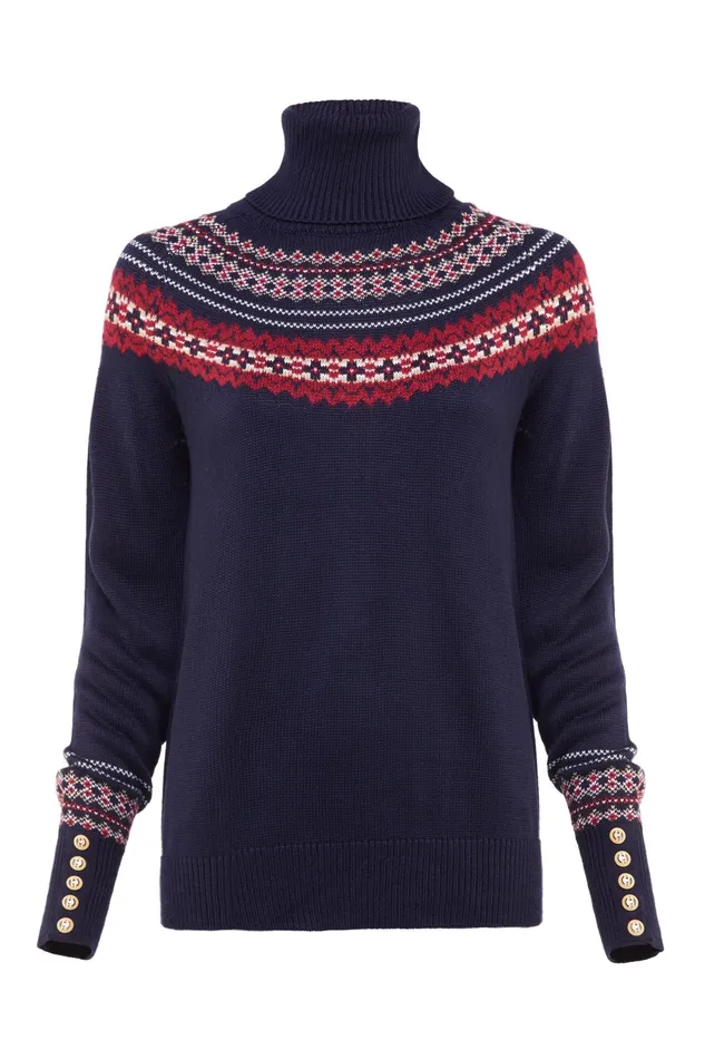 Holland Cooper Whistler Roll Neck Knit Ink Navy Women Knitwear Holland Cooper Whistler Roll Neck Knit Ink Navy Women Knitwear