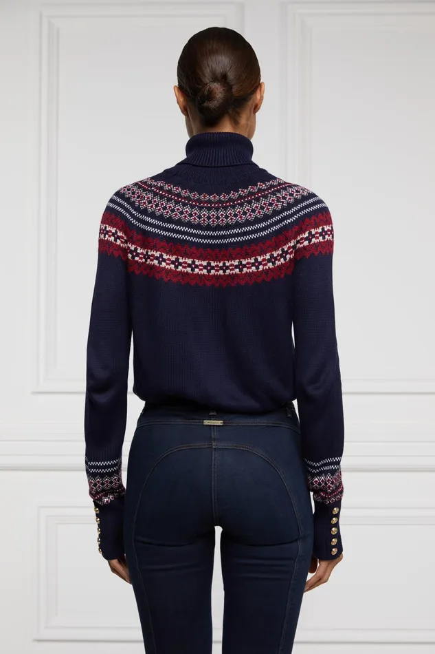 Holland Cooper Whistler Roll Neck Knit Ink Navy Women Knitwear Holland Cooper Whistler Roll Neck Knit Ink Navy Women Knitwear