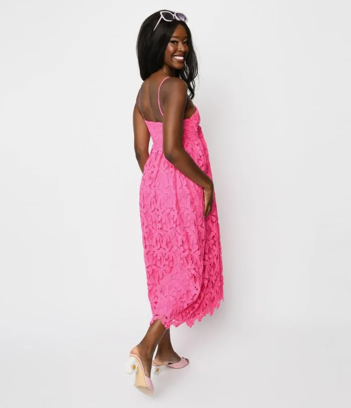 Hot Pink Floral Tiana Maxi Dress Dresses Unique Vintage Maxi