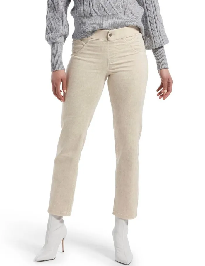 Hue Denim Cropped Straight Leg Skimmer Acid Stone Wash Women Trousers