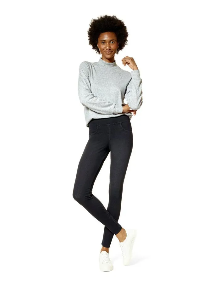 Hue Game Changing Denim HiRise Legging Black Wash Women Skinny