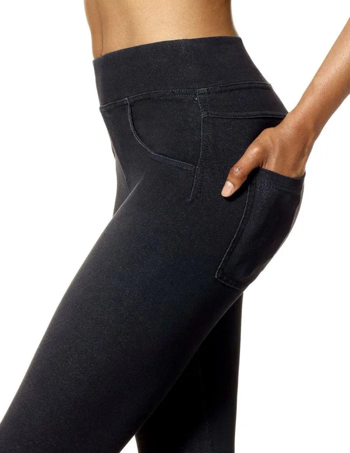 Hue Game Changing Denim HiRise Legging Black Wash Women Skinny