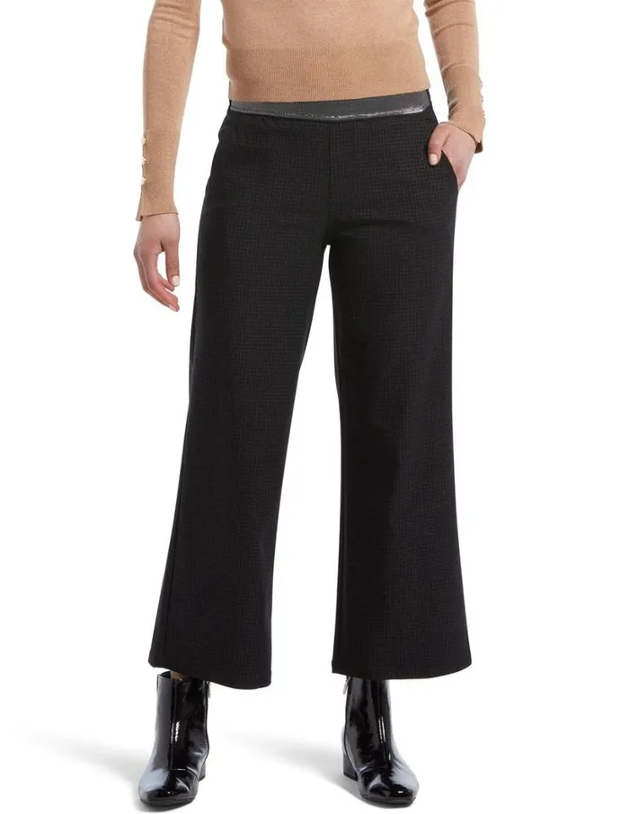Hue Houndstooth Wide Leg Leggings Black Women Trousers