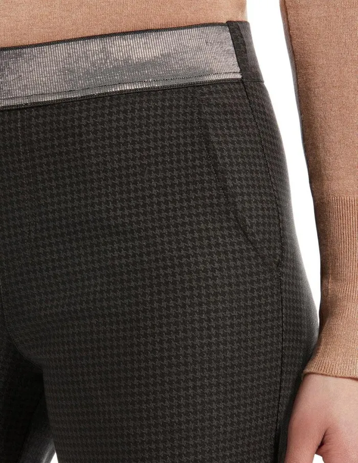 Hue Houndstooth Wide Leg Leggings Black Women Trousers