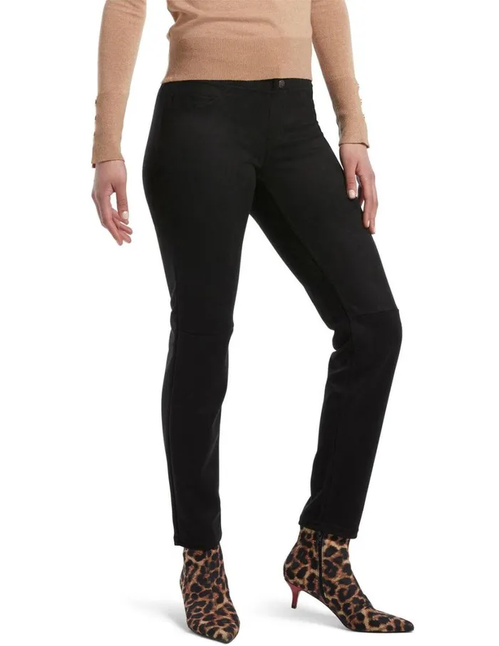 Hue Microsueded Straight Leg Leggings Black Women Faux Leather and Suede