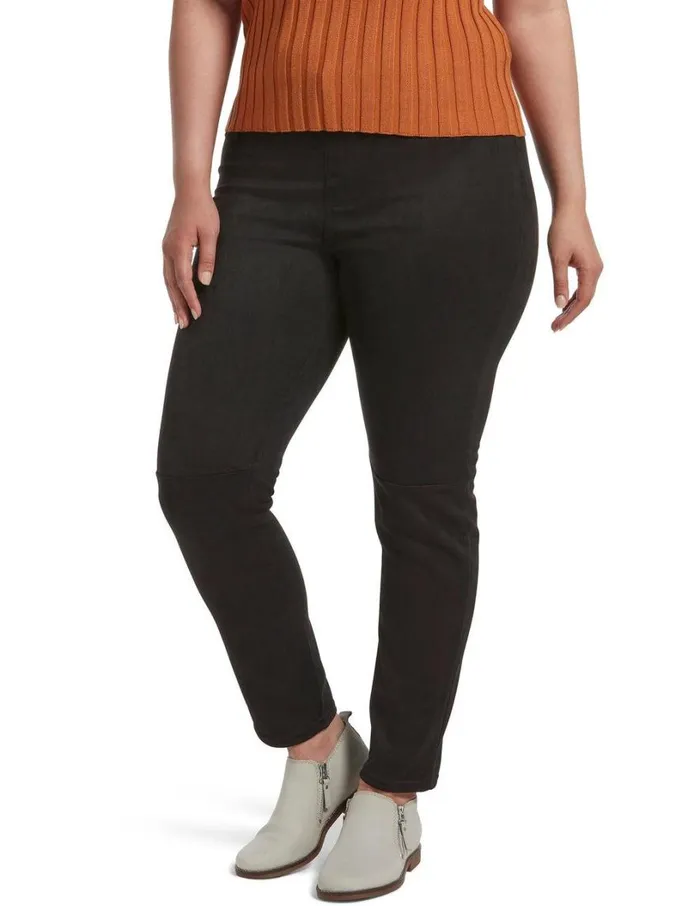 Hue Microsueded Straight Leg Leggings Black Women Faux Leather and Suede