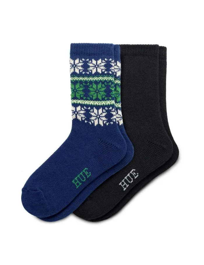 Hue Multi Snowflake Boot Sock 2 Pair Pack Navy Women Boot Socks