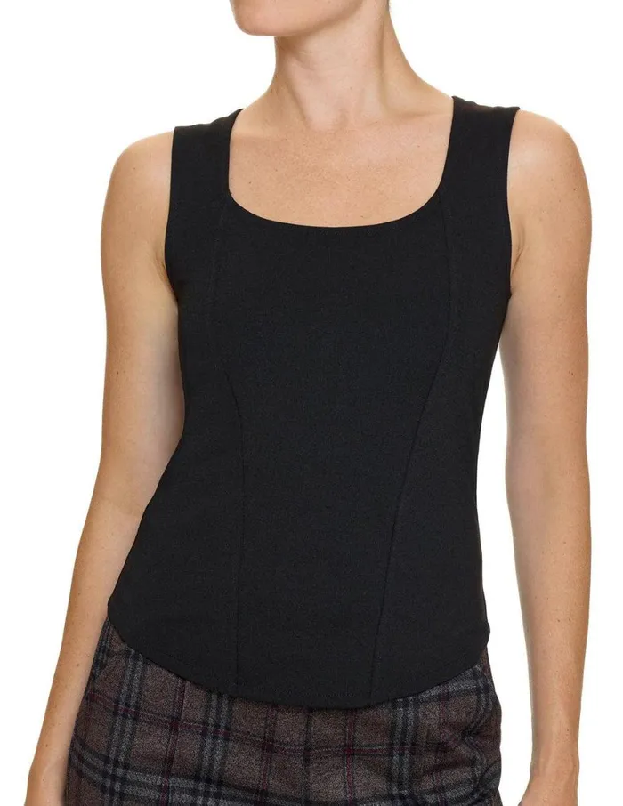Hue Ponte Contour Tank Black Women Tanks and Camis