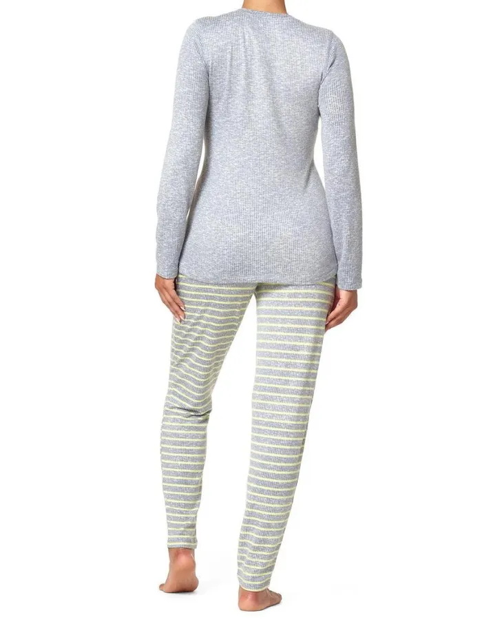 Hue Ribbed Henley PJ Set Sleet Women Plus Size