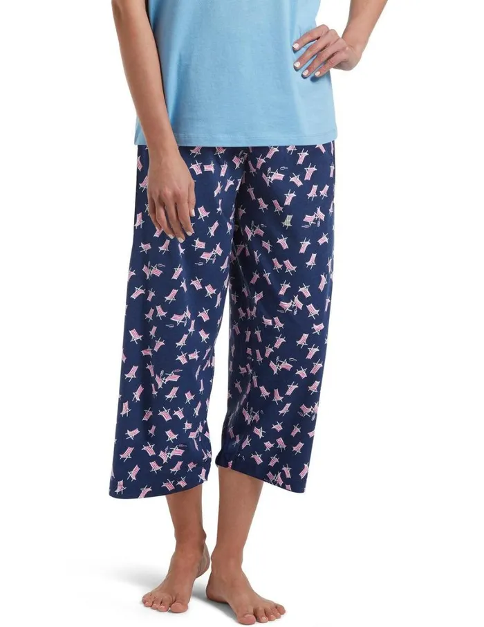 Hue SleepWell Beach Chair Sleep Capri Pajama Pant Medieval Women Plus Size