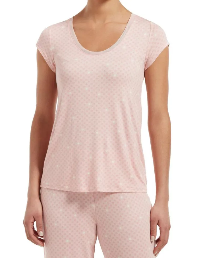 Hue SleepWell Join The Dots Short Sleeve Sleep Tee Calming Rose Women Plus Size