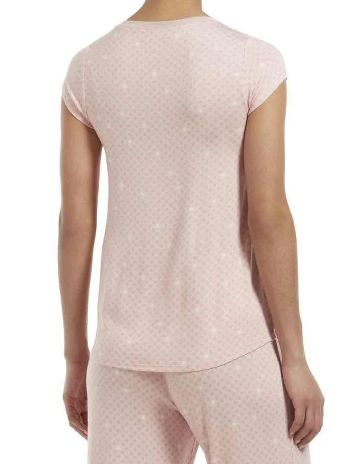 Hue SleepWell Join The Dots Short Sleeve Sleep Tee Calming Rose Women Plus Size