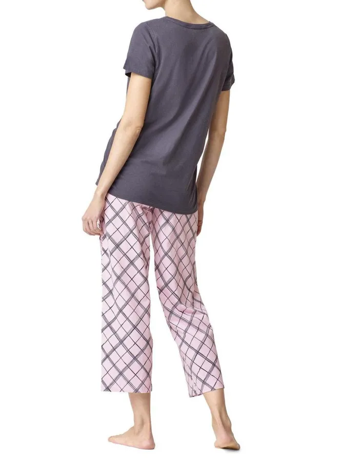 Hue SleepWell Short Sleeve Tee and Modern Classic Skimmer PJ Set Asphalt Women Plus Size